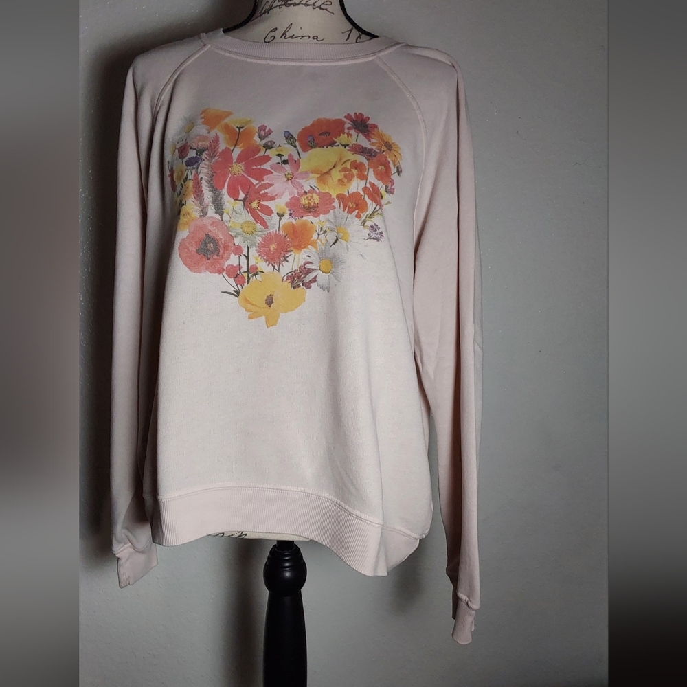 Wildfox Pink Floral Sweatshirt, size S (oversized)